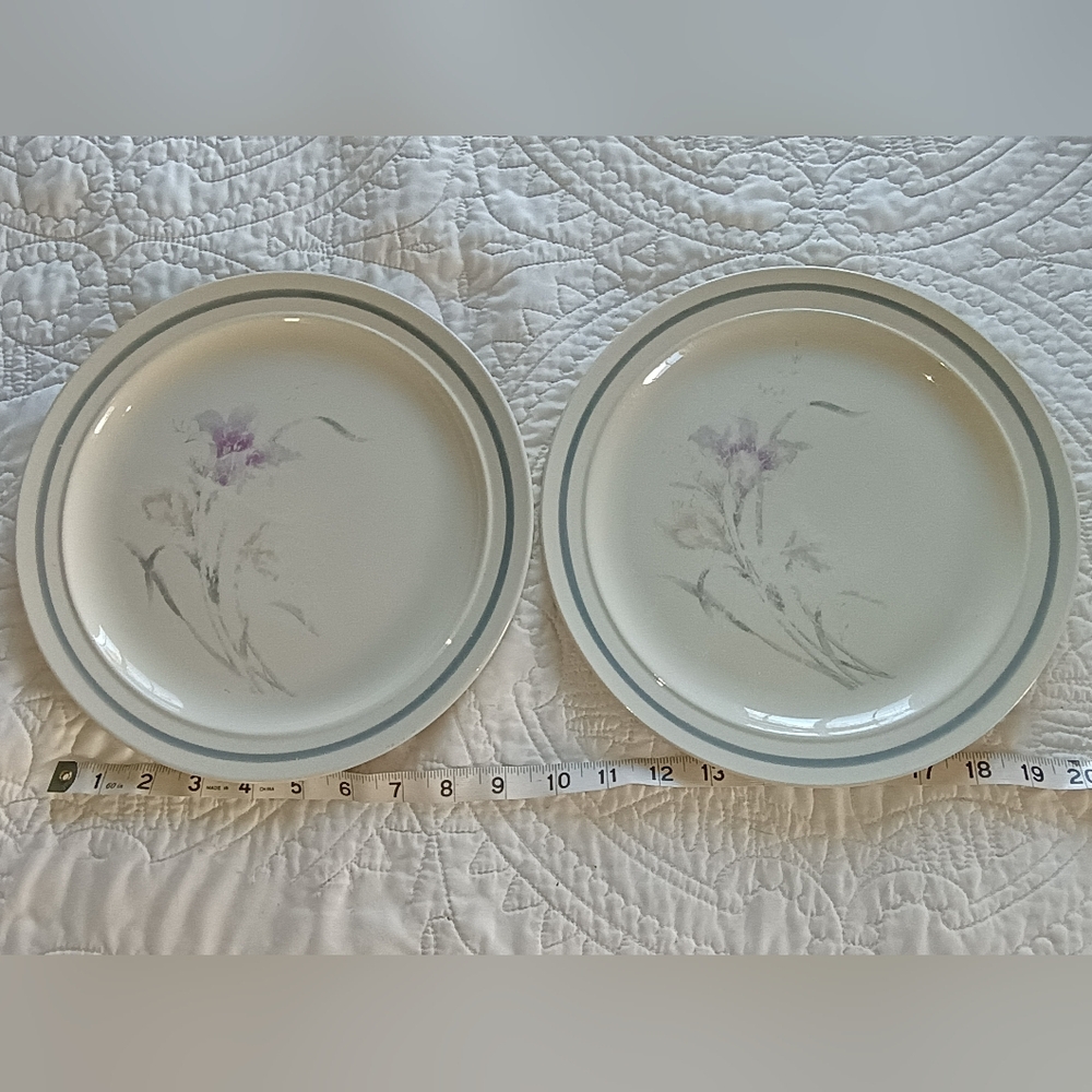 Set Of Two Vintage Sango Manor (8500) Off-White Stoneware Dinner Plates